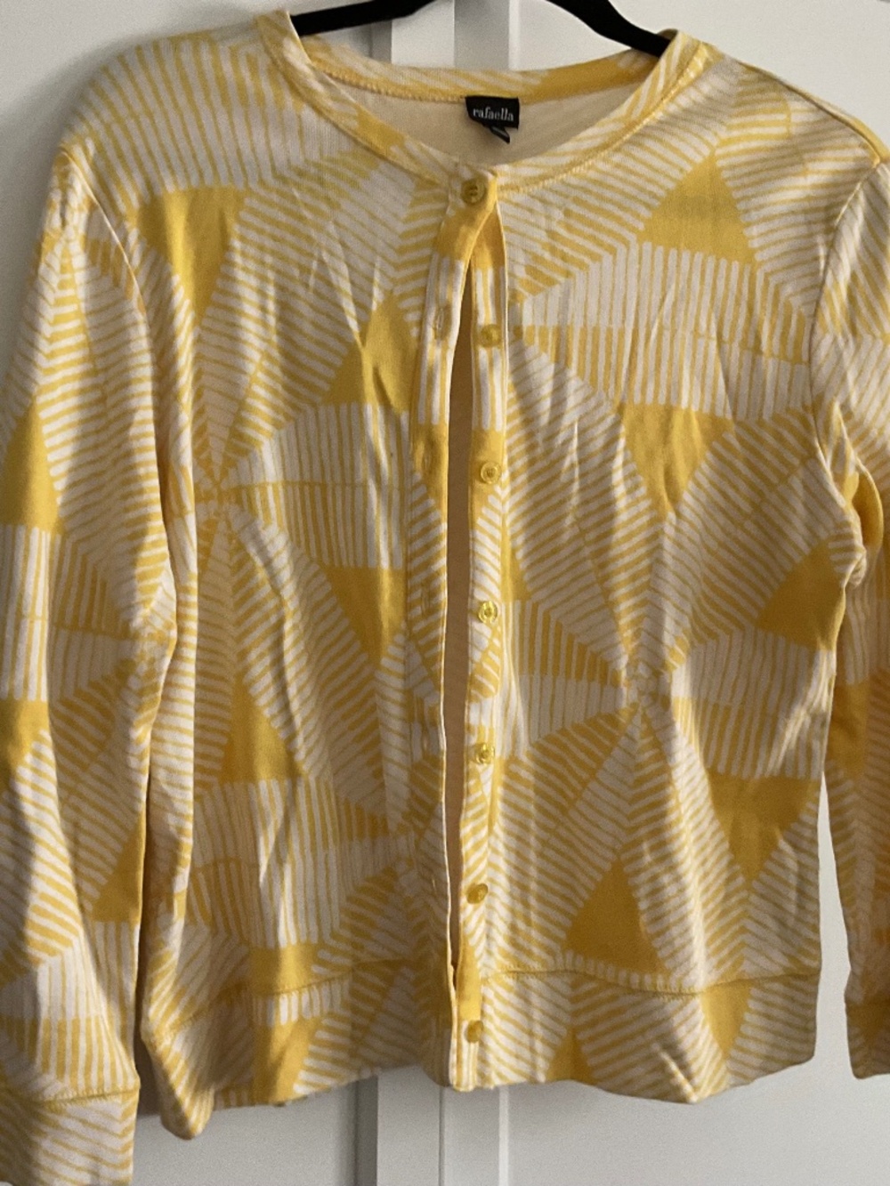 Yellow and white cardigan